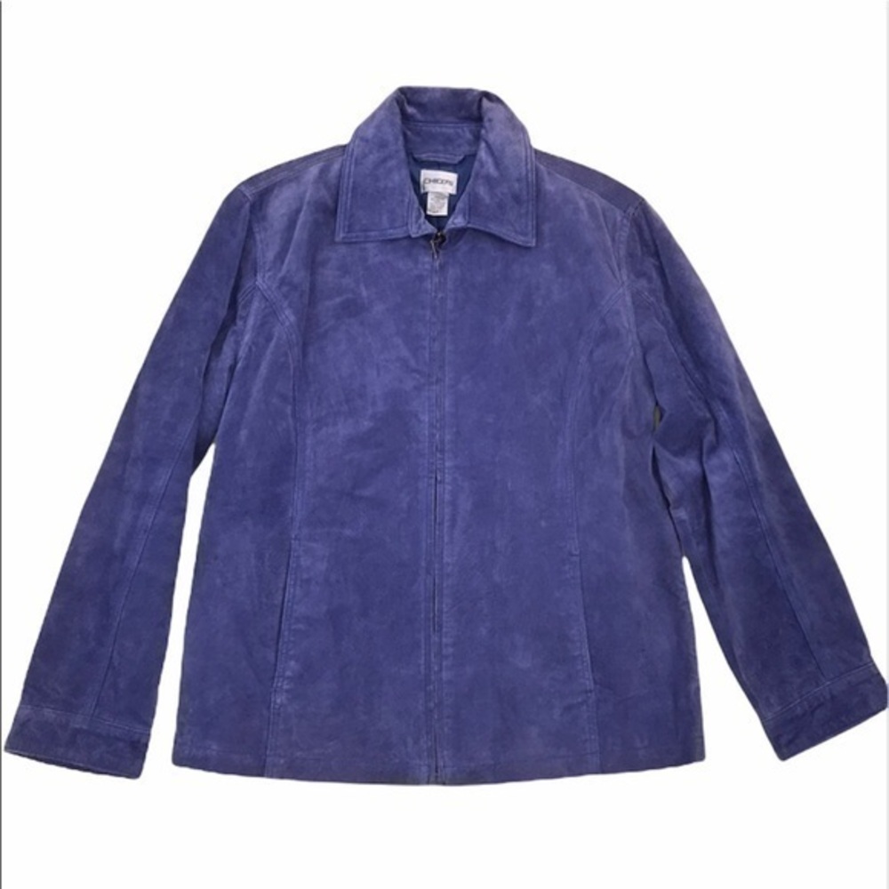 Chico’s Blue Suede Leather Coat